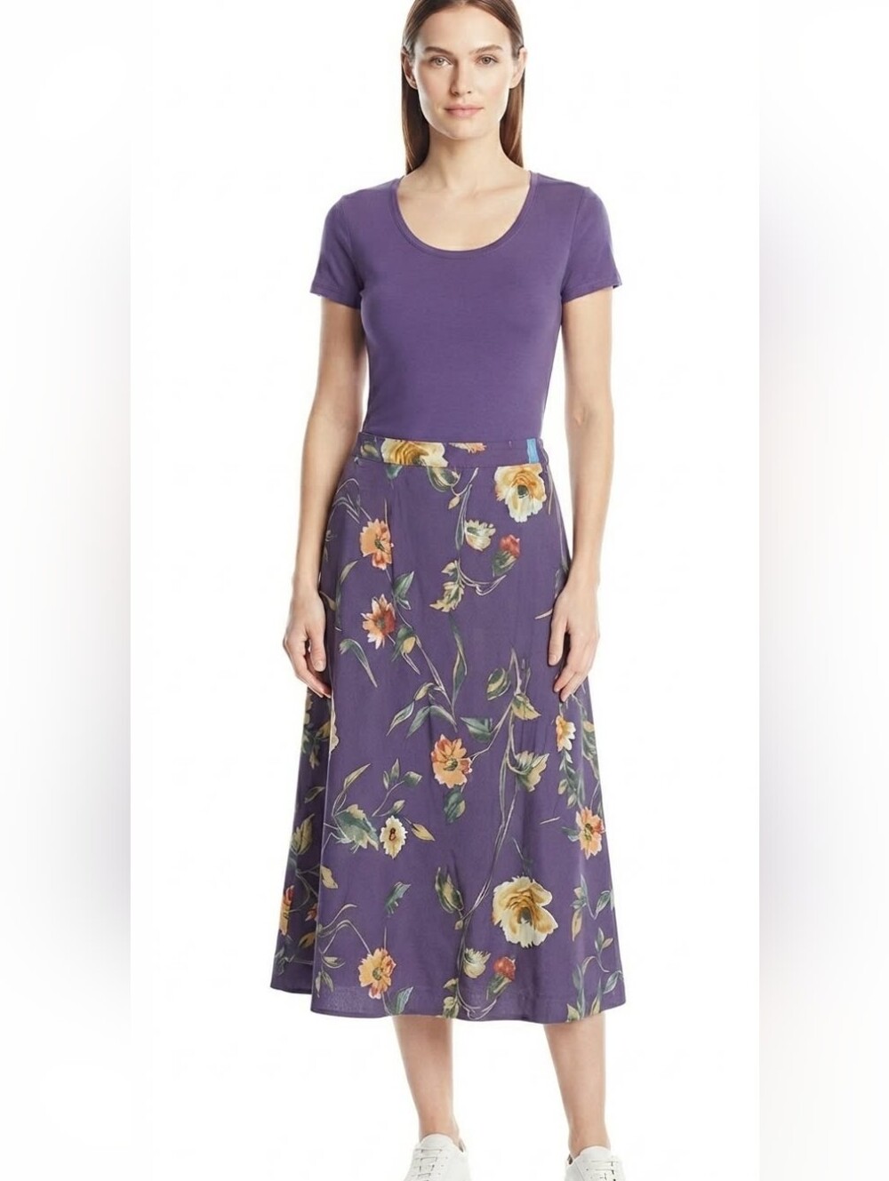Alfred Dunner Skirt Floral Purple Size 14P